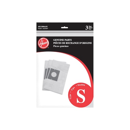 Hoover Type S Standard Vacuum Bag, 3PK 4010064S