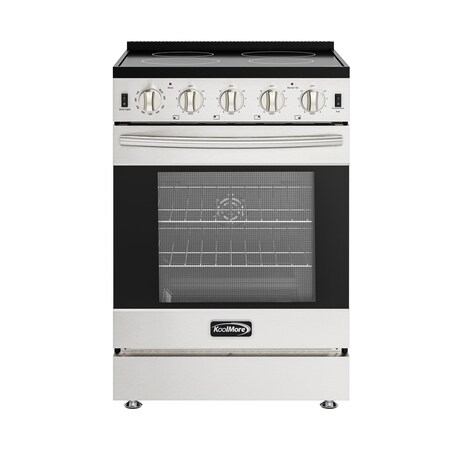 Koolmore 24 in. 4-Burner Electric Glass Top Slide-In Oven Range, 240V in Stainless Steel (KM-SER24-SS) KM-SER24-SS