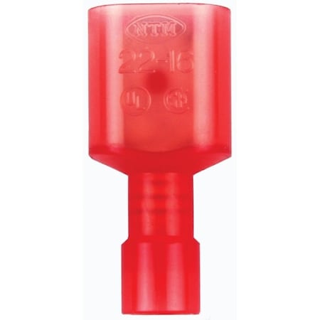 Jandorf Disconnect Terminal, 22 to 18 AWG Wire, Nylon Insulation, Copper Contact, Red, 5PK 60941