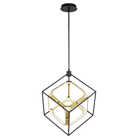 Vaxcel Anson 1L Integrated LED Geometric Matte Black and Gold Contemporary Pendant Light P0413