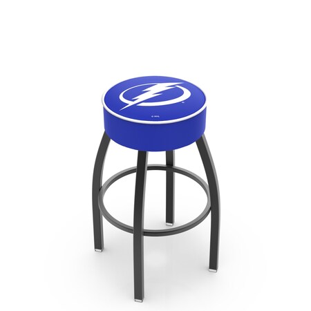 Holland Bar Stool Co 25" Tampa Bay Lightning Cushion Seat, Blk Wrinkle Base Swivel Bar Stool L8B125TBLght