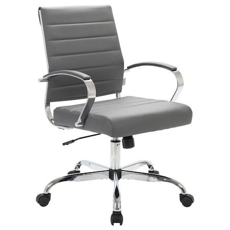 Leisuremod Benmar Leather Office Chair, Grey BO19GRL