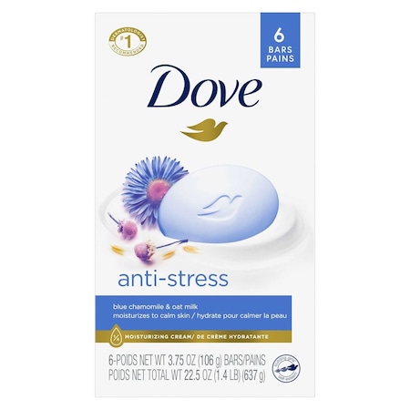 Dove Blue Chamomile and Oat Milk Scent Moisturizing Cream Anti-Stress Beauty Bar, 22.5 Ounce, 12PK 64355132