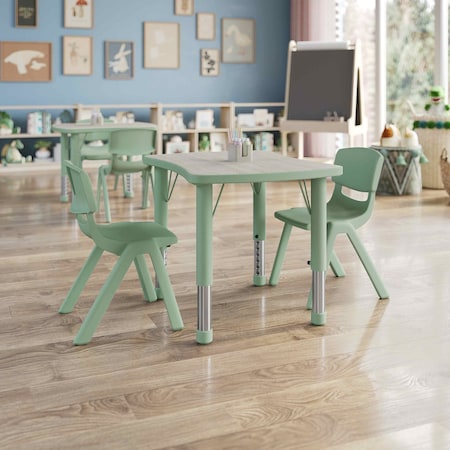 Flash Furniture 2 PC Plastic Activity Table and 2 Chairs Set, 10.5 inSeat Height-Sage YU-YCY-098-0032-RECT-TBL-SAGE-GG