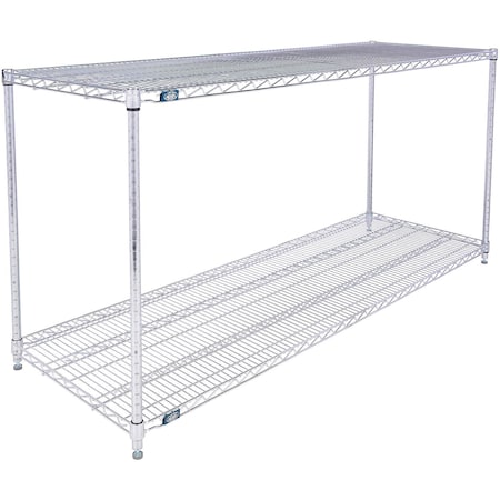 Global Industrial Nexel 2 Shelf, Stainless Steel Wire Shelving Unit, Starter, 72"W x 24"D x 34"H B3149652
