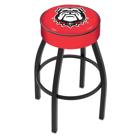 Holland Bar Stool Co 25" Georgia "Bulldog" Cushion Seat, Blk Wrinkle Base Swivel Bar Stool L8B125GA-Dog