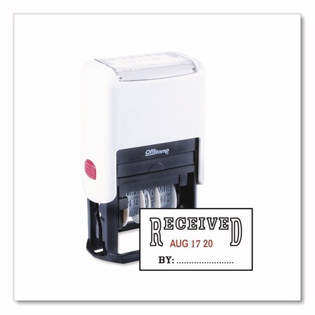 Offistamp Self-Inking Message Stamp with Blank "By" Line, 12 Years, RECEIVED, 1.63" x 0.88", Black/Red Ink 34507
