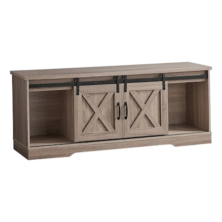 Homeroots 59in Deep Taupe Cabinet Enclosed Storage TV Stand 490379