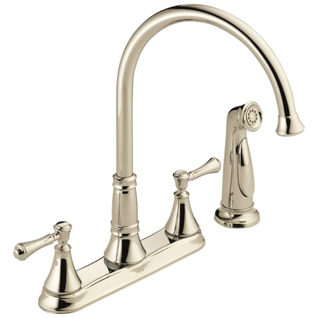 Delta Cassidy Two Handle Kitchen Faucet With Spray In Polished Nickel 2497LF-PN