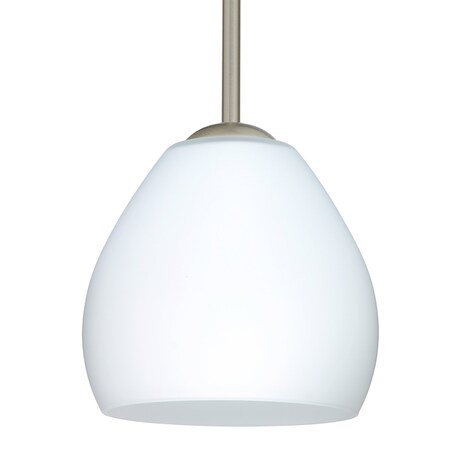 Besa Lighting Besa Bolla Stem Pendant, Opal Matte, Satin Nickel Finish, 1x 40W MAX E12 Base 1TT-412207-SN