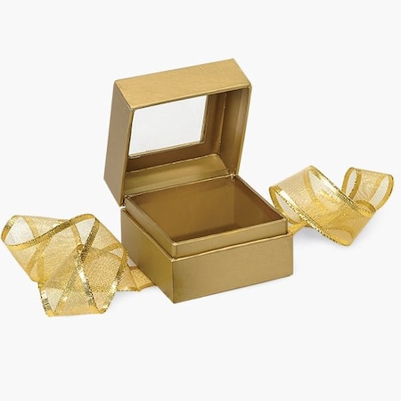 Nashville Wraps Metallic Gold Ribbon Window Box, Petite 3.75x3.75x3, 18PK BFB1GO