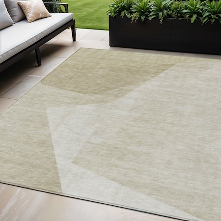 Homeroots 5' X 8' Beige Khaki And Taupe Abstract Washable Indoor Outdoor Area Rug 582879