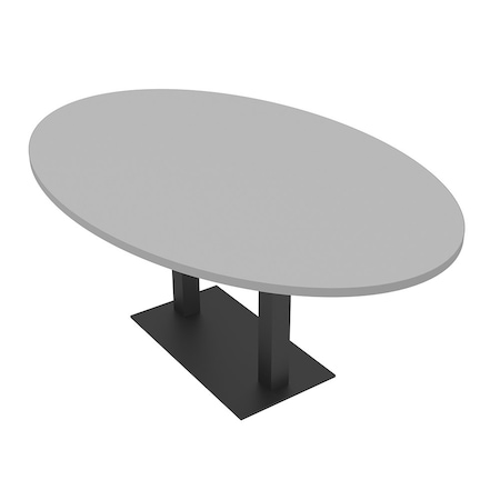 Skutchi Designs Oval Conference Table With Power Unit, 48 in W, 84 in L, Grey HAR-OVL-48X84-DOU.BK-U779-NA