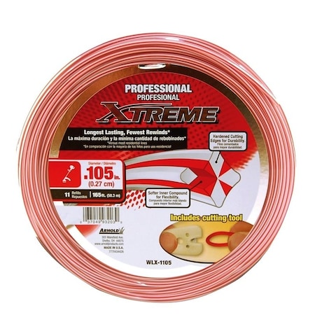 Arnold Xtreme Professional Trimmer Line, 0105 in Dia, 165 ft L, Monofilament WLX-1105