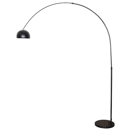 Leisuremod Arco Arched Floor Lamp 75.6in Height with Black Round Marble Base and Metal Dome Lamp Shade, Black ALBL-BL-13BL