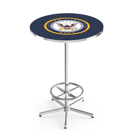 Holland Bar Stool Co 42" Chrome U.S. Navy Pub Table, 36" dia. Top L216C4236Navy