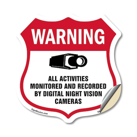 Signmission Video Surveillance Shield Sign Warning A, 18 Inch X 18 Inch, Vinyl Decal SHI-D-18-474