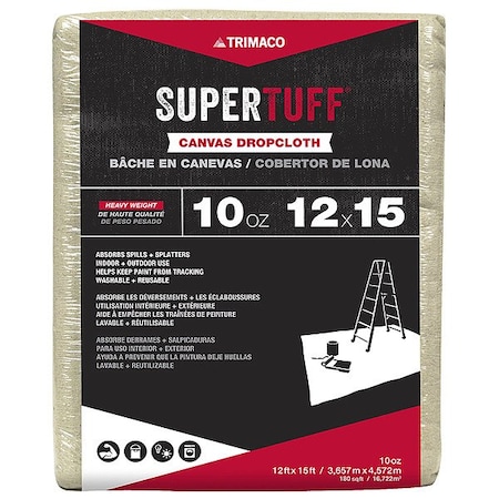 Trimaco Drop Cloth, 32 mil, Cotton Canvas, 15 ft L 51123