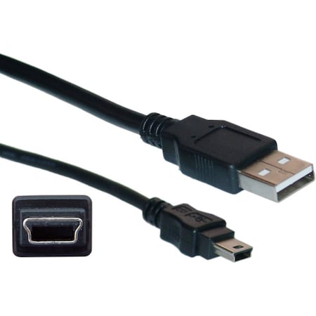 Cable Wholesale Mini USB 2.0 Cable, Black, Type A Male to 5 Pin Mini-B Male, 3 foot 10UM-02103BK