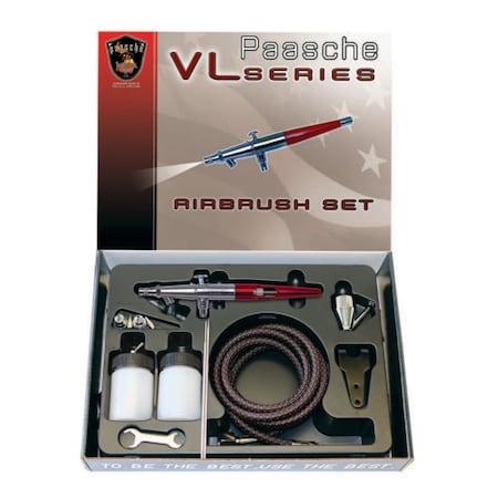 Paasche Double Action Set w/ Metal Handle .55, .75, & 1.05mm heads & 1/8BSP Adapter VL-3MH
