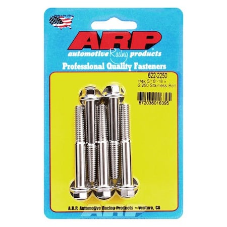 Arp 622-2250 0.31-18 x 2.25 in. Stainless Steel 6 Point Bolt Kit, 5PK ARP622-2250