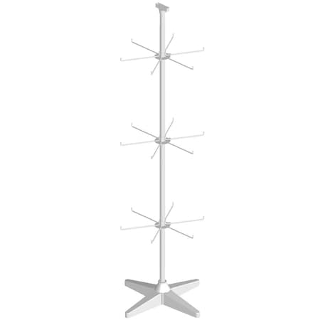 Angola Wire Products 3-Tier Retail Floor Spinning Display Rack with Hooks and Sign Holder C-SD3TIERSPNR