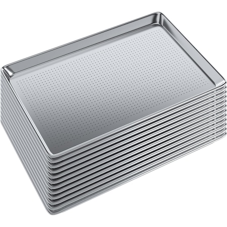 Amgood 18 in. x 26 in. Full Size Perforated Aluminum Bun, Sheet Pan, 12PK AMG PBP-19G-1826-12PK-Z
