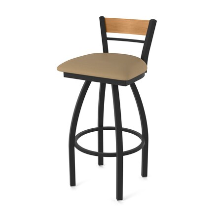 Holland Bar Stool Co Revelle 25in Swivel Counter Stool with Black Wrinkle Finish, Medium Back and Canter Sand Seat 881
