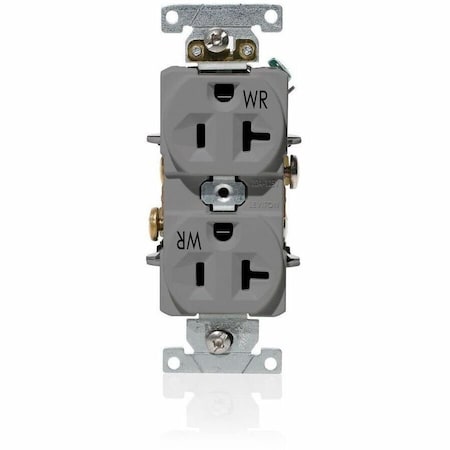 Leviton Plugs&Rcptcls, 20A, 125VAC, Gry, PBT, PK1 WBR20-GY