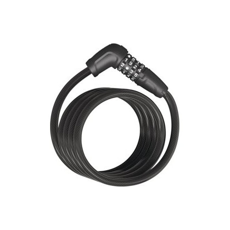 Abus Lock Co Combination Spiral Cable Lock, 25/64 in Thick, 70 in Long 5510C/180 BK SR