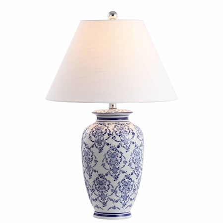 Jonathan Y Juliana 26.25" Chinoiserie Ceramic LED Table Lamp, Blue/White JYL8023A