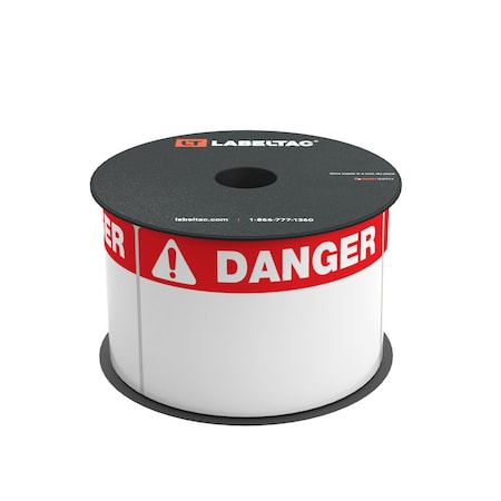 Labeltac Model Die-Cut Danger OSHA Header Roll 3in x 5in, 200 labels/roll, Red Header, White Text LT35DANGB