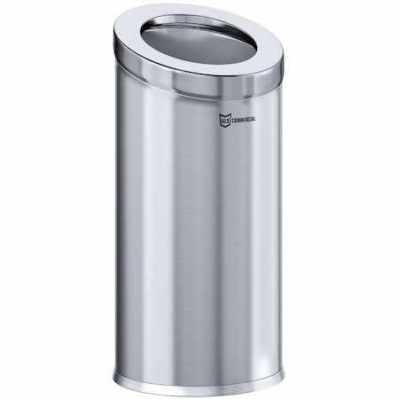 Hls Commercial 15 gal Round Trash Can, Silver, Open Top, Stainless Steel, 14.9 in HLSC04G15A