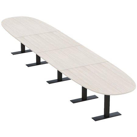 Skutchi Designs 18ft Conference Table With Power Unit | 18 Person Modular Boval Meeting Table | Harmony Series HAR-BOVL-48X216-T.BK-K458-NA