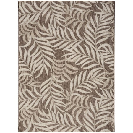 Homeroots 4' X 6' Brown And Ivory Palm Leaf Indoor Outdoor Area Rug 552517