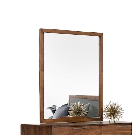 Homeroots 40" Brown Wood Framed Mounted Dresser Mirror 283799