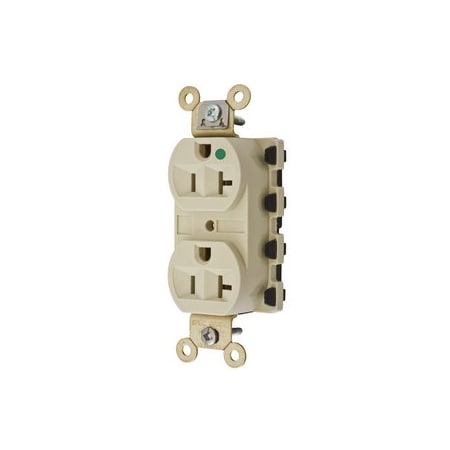 Hubbell Wiring 20A 125V 2-Pole 3-Wire Grounding SNAPConnect Hospital Grade 5-20R Ivory Nylon Receptacle SNAP8300IA