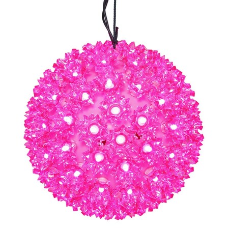 Vickerman 6 in. Starlight Sphere Christmas Ornament with Pink Wide Angle 50 LED Light, 6PK X120609