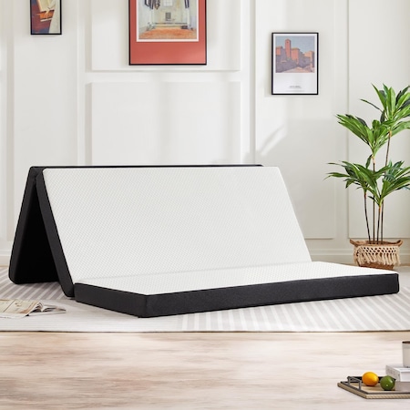 Simple Deluxe Folding Mattress Queen 3-Inch, Tri-Fold Mattress with Memory Foam, Foldable with Washable Cover, Fl 3A88HKMATTRESS3INQUEEN
