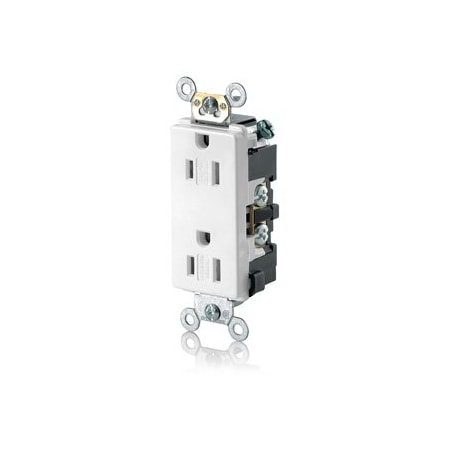 Leviton Commercial Grade Decora Receptacle, 15 Amp, 125 Volt TDR15-W
