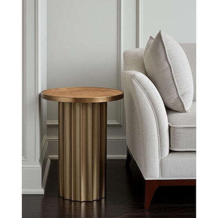 Homeroots 22" Brown Steel Round Pedestal End Table 632664