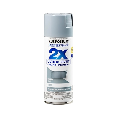 Rust-Oleum Spray Paint, Winter Gray, Gloss, Solvent, 12 Oz 334049