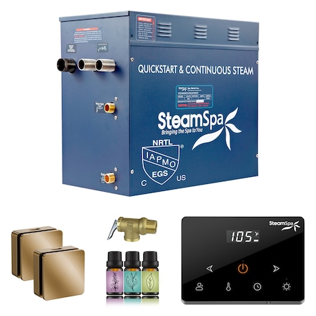 Steamspa Oasis Series 12KW Steam Bath Generator w/ Continuous Steam Plus Handheld Control in Gold OAWS1200GD