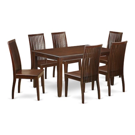 East West Furniture 7 Piece Dinette Set, 7PK DUIP7-MAH-W