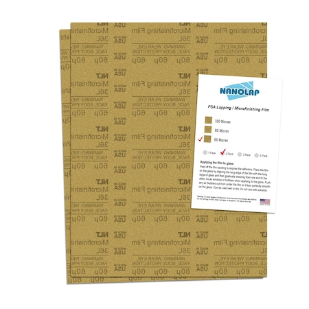 Nanolap PSA Microfinishing Film, 2 Pc 60 Micron (300 Grit), 8-0.5 in x 11 in Fine Sanding Film 61617N