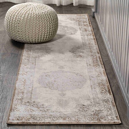 Jonathan Y Rosalia Cottage Medallion Brown/Cream 2 ft. x 10 ft. Runner Rug MDP402A-210
