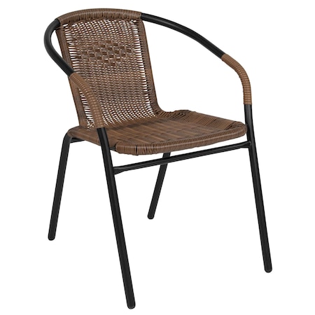 Flash Furniture Brown Rattan Indoor-Outdoor Stack Chair TLH-037-DK-BN-GG