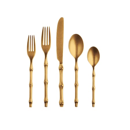 Mepra Bali Flatware Set - 5 Pieces - Pewter Gold 101522005PO