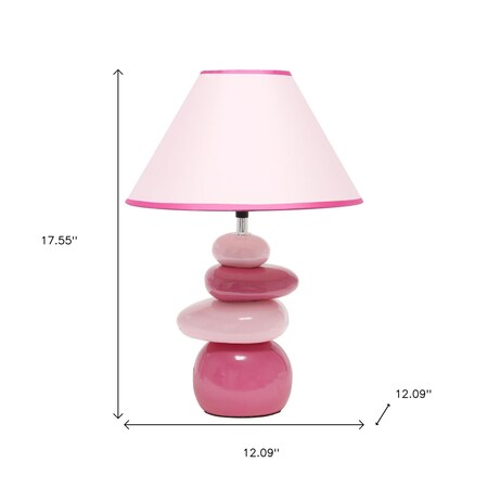 Homeroots 18" Dark Pink And Light Pink Ceramic Novelty Table Lamp LED, Dark Pink And Light Pink Empire Shade 643311