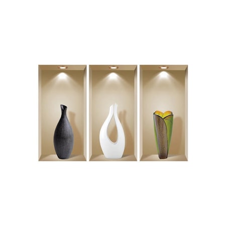 Homeroots Set of Three Gia Faux Niche 3D Peel and Stick Wall Decals, 3PK 565389